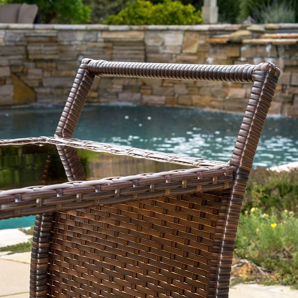 Wholesale Cheapest Steel Frame Rattan bar Cart Outdoor Indoor Use Bistro Cart Trolley Cart