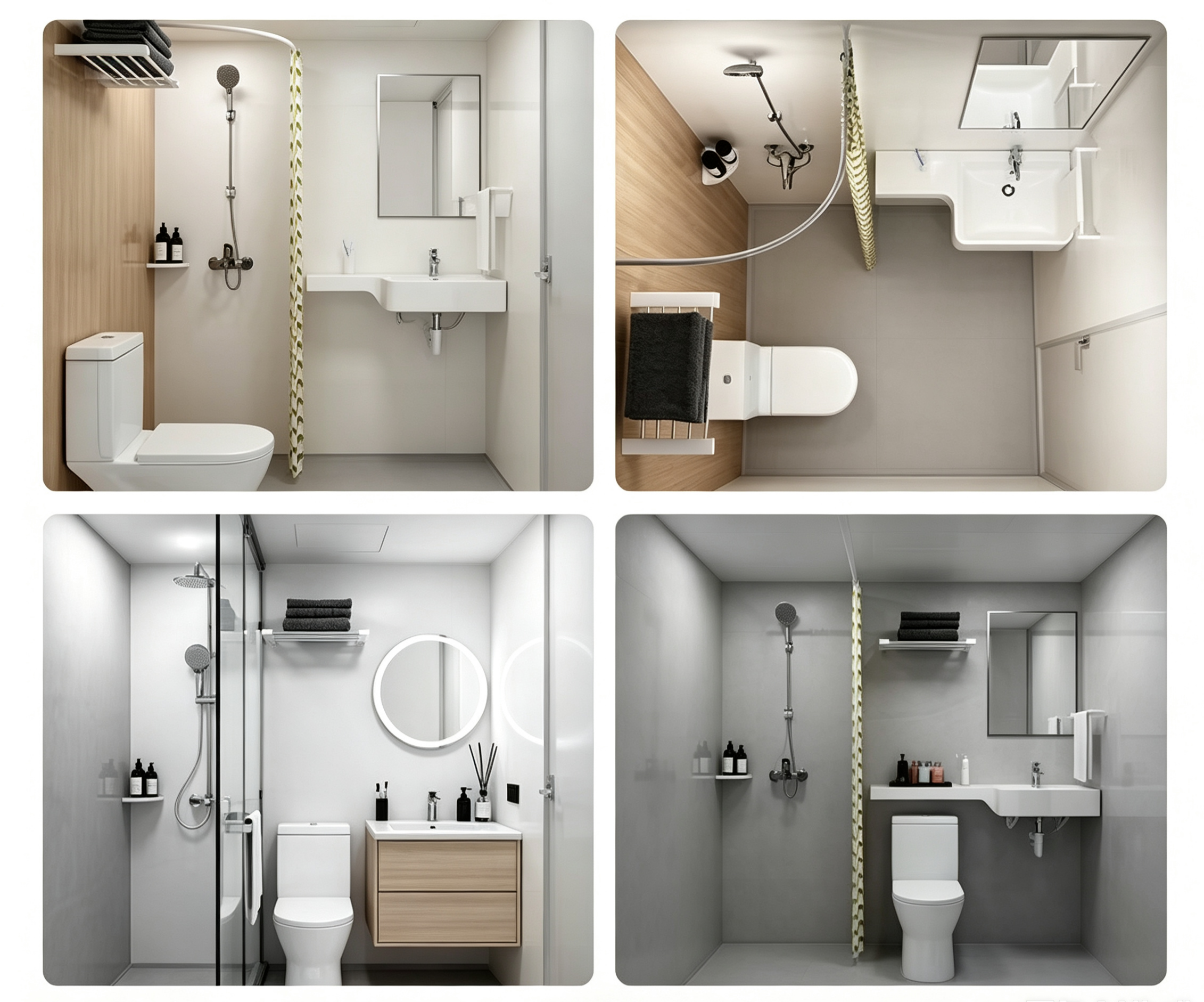 Impact Resistant Heat Resistant Modular Toilet Shower Units Seamless Prefab Shower Room With Toilet