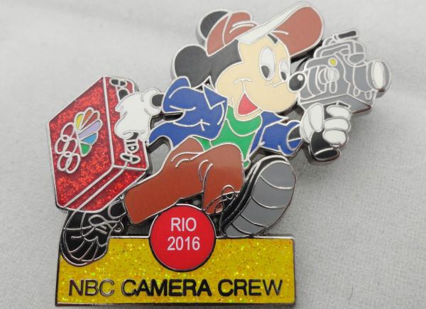 NBC Camera Crew Disney Pin Badge by Zinc Alloy, Synthetic Enamel, Black Nickel, Glitter Filled