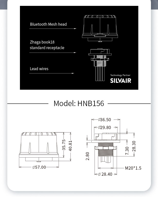 HNB156 Датчик урожая дневного света Bluetooth Mesh Converter Управление приложением