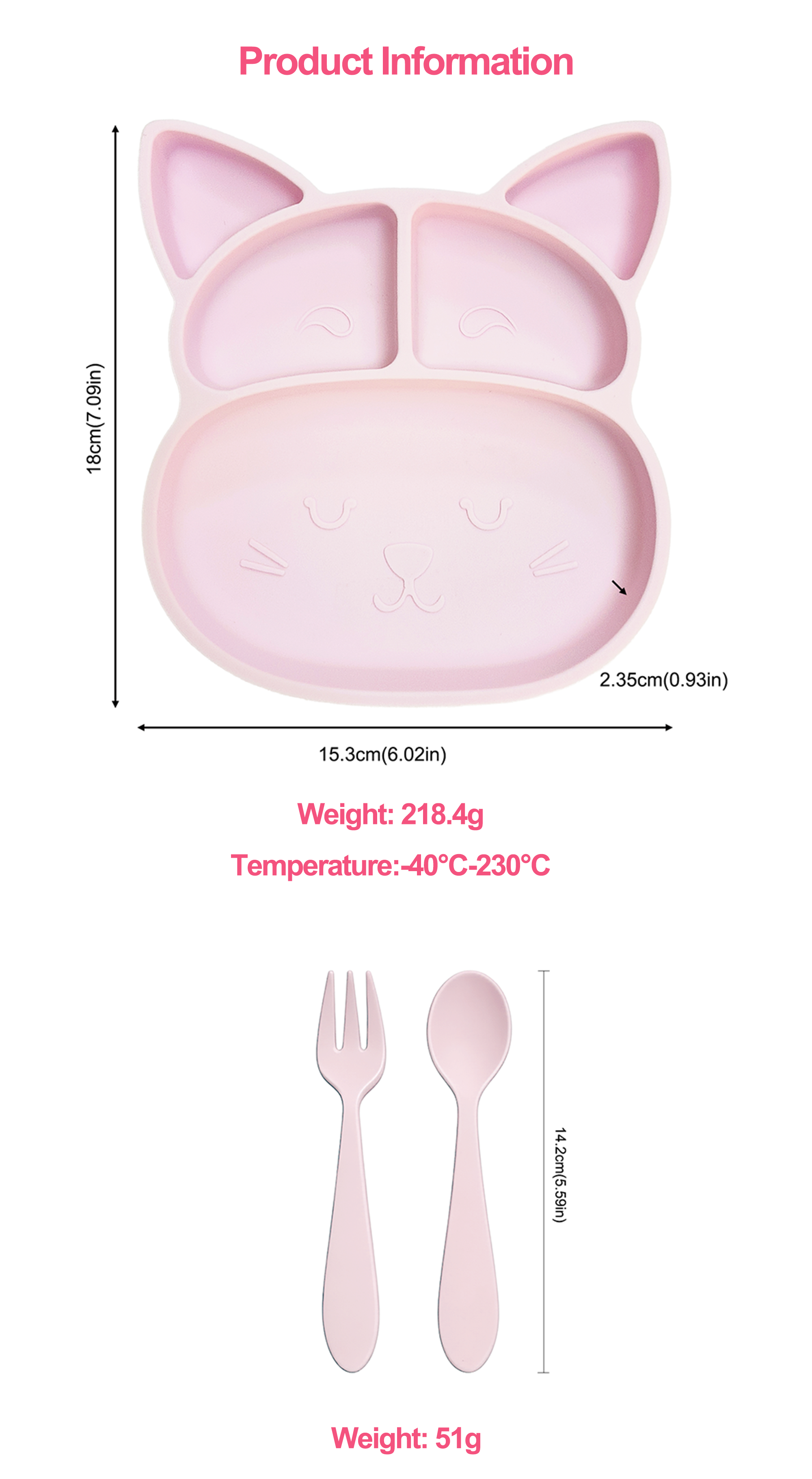 Silicone Baby Tableware Set Colorful Fox Plate Toddler Feeding Tableware Anti Spill Stain Resistant Mealtime Dish