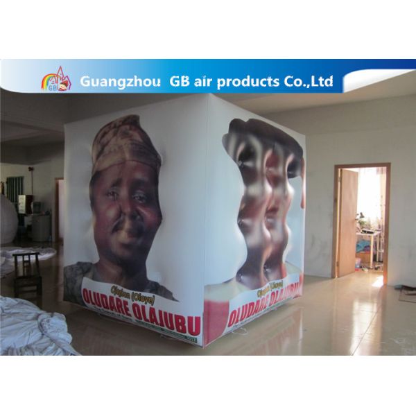 Fireproof White Cube Inflatable Helium Balloons PVC Material Full Digital Printing