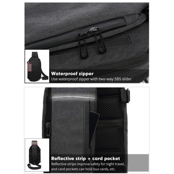 Dacron Oxford Cloth Chest Sling Bags Crossbody Sling Backpack 0.45kg