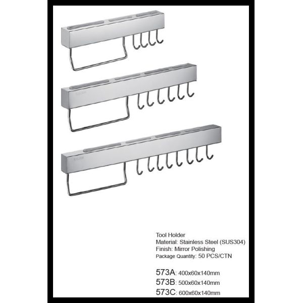 304 Stainless Steel Knife Holder , Wall Mount Knife Block With Silver Mirror Polishing