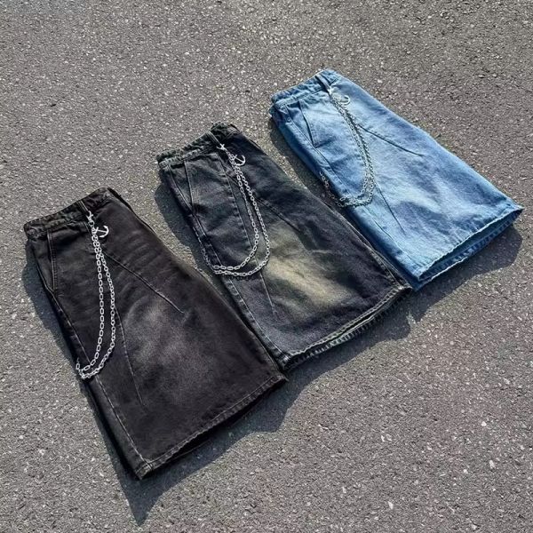 Custom Button up 2 Piece Shirts Denim Shorts Set Knit Sewing Cotton Boxy Fit Polo t Shirt Denim Shorts Tracksuits for Men