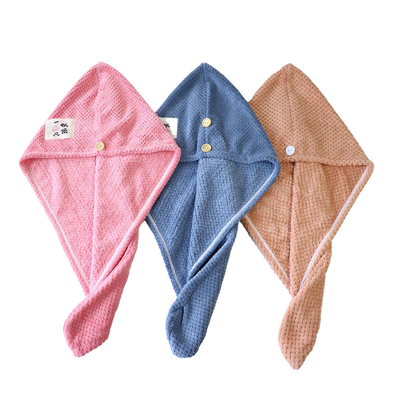 Adult 25x65cm Waffle Coral Fleece Microfiber Hair Towel 300gsm Quick Dry