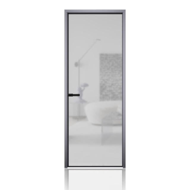 Narrow Frame 6063-T5 Aluminium Toilet Swing Door With Privacy Ground Glass