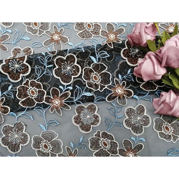 Флористический шнурок покрасил ткань одежды женщин ткани вышивки