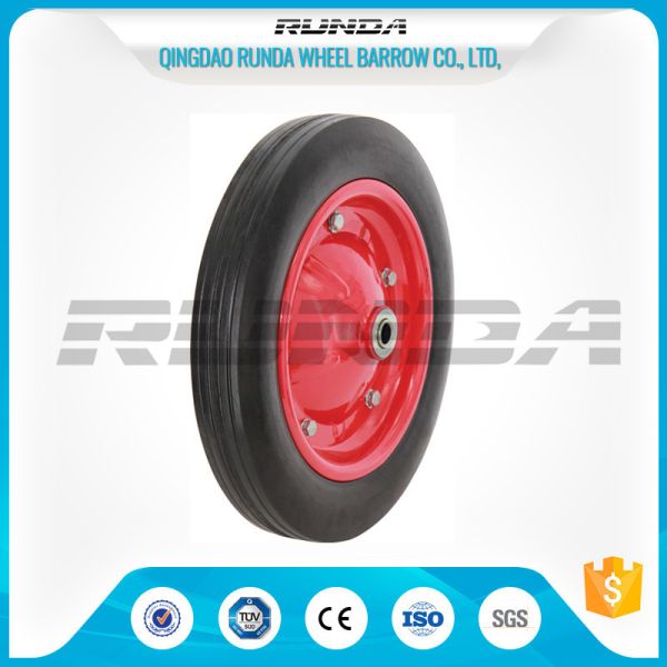 Tubeless Solid Rubber Wheelbarrow Tyres 13inches Red Color Skidding Resistant