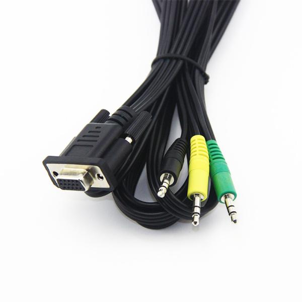 RS232 Serial DB15 D Sub 15 Cable 3*3.5MM VGA Male To Male Cable