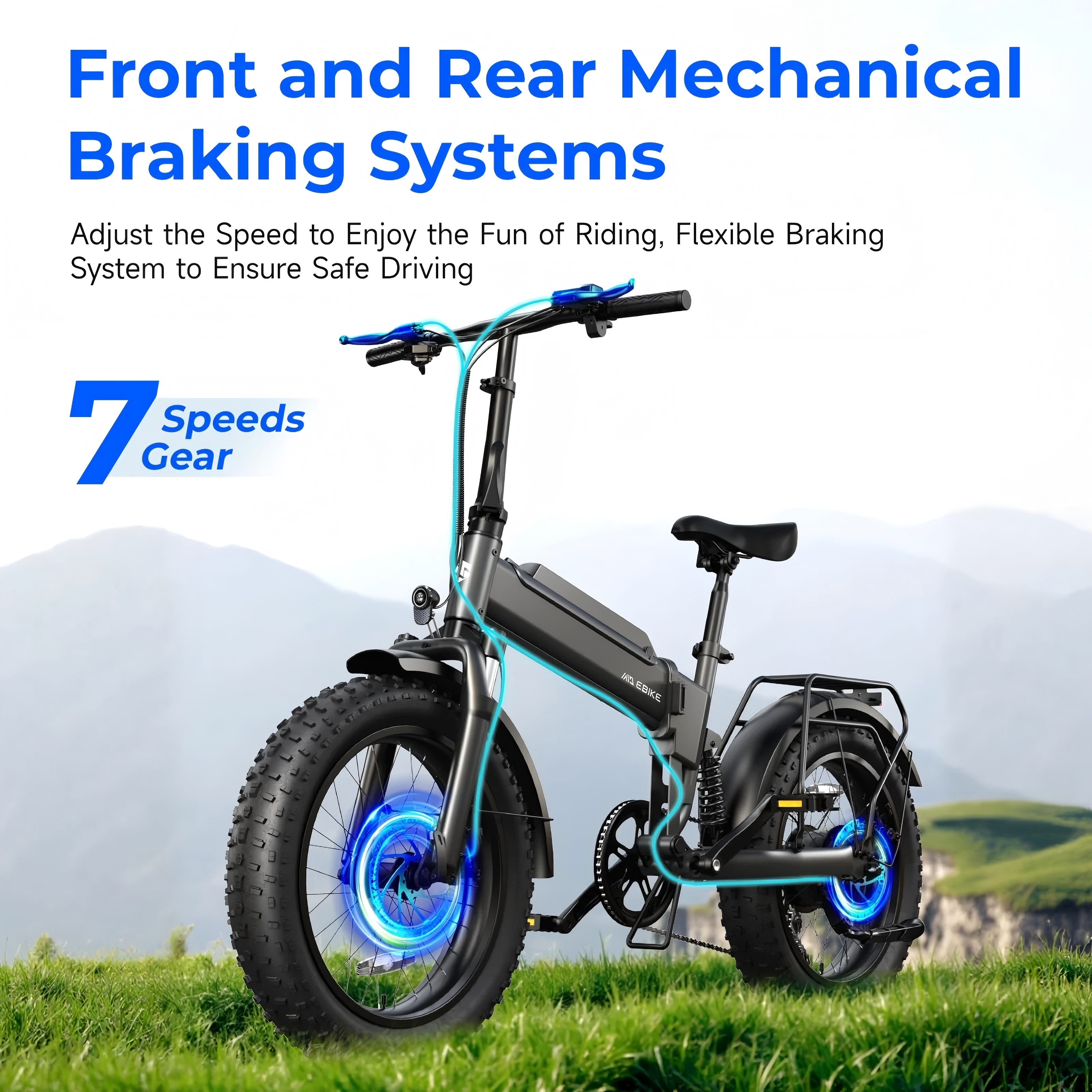 F00C 20''*4.0 750W Brushless Electric Bike Rear Hub Motor 36v Moped-style Fat Tire Integrated Battery Power Supply Lithium