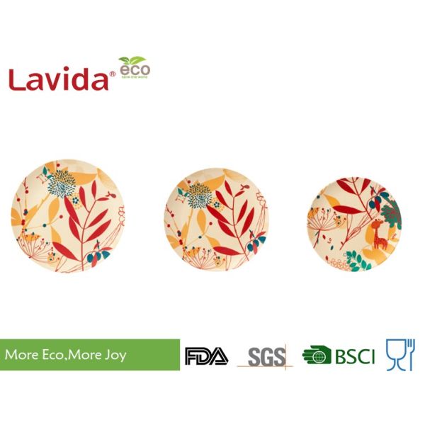 Outdoor Indoor Bamboo Fiber Dinnerware , Unbreakable Waterproof Bamboo Dinnerware Set