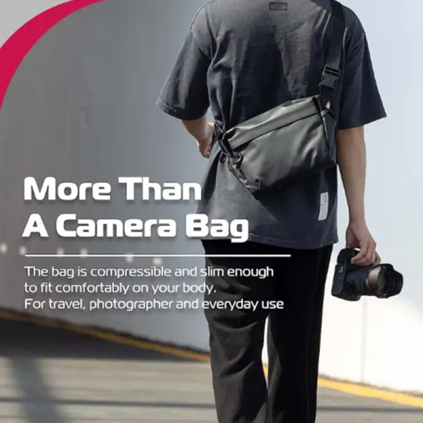 Fashion Black Outdoor Small Camera Messenger Bag Waist Adjustable Strap For Travel