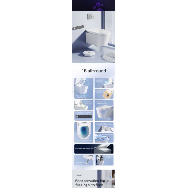 ARROW Luxury Smart Toilet with Concealed Tank Wall-mounted One Piece Design and Remote Control for Hotel Use