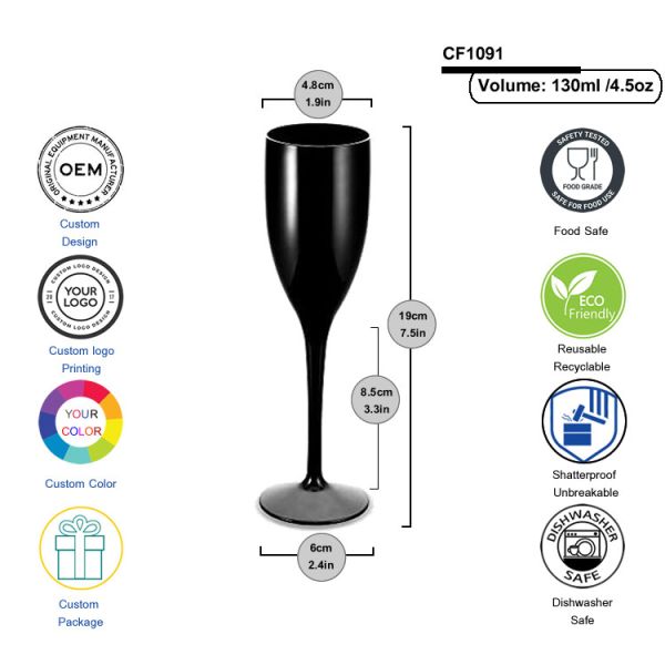 Reusable Clear Plastic Champagne Glasses Dishwasher Safe