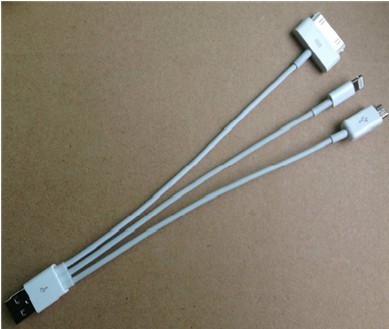 Cable USB AM to iphone4s+iphone5+micro usb