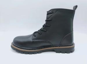 Mens High Top Work Boots Black Fashionable Leather Boots Slip Resistant