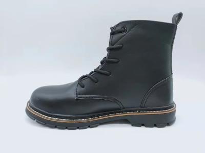 Mens High Top Work Boots Black Fashionable Leather Boots Slip Resistant