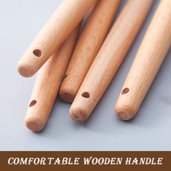 Stocked Silicone Kitchenware Cookware Sets With Wooden Handle Heat Resistant for OEM/ODM