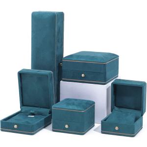 OEM ODM Box de bijoux de luxe personnalisé de haute qualité Blue Velvet Jewelry Box avec logo