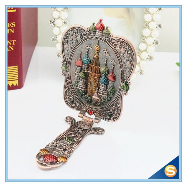 Castle design Handle Mirrors Delicate Metal Hand Cosmetic Mirrors Handle Mirror with Comb Set Hand Held Mirrors