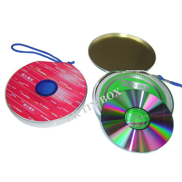 Cd Dvd Round Tin Box Packaging Embossing And Zipper For 45pcs