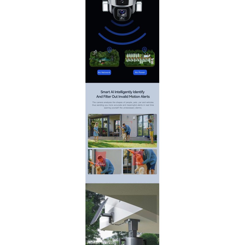 4K Dual Screen HD Solar Power Camera Wifi 10X Optical Zoom IP Camera PTZ CCTV Outdoor Camera with Night Vision