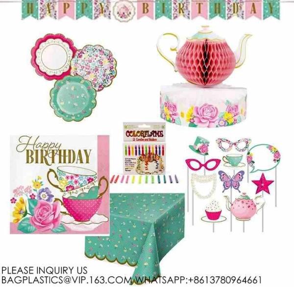 8 guests Birthday Party Tableware Decoration Set Rainbow Theme Tableware Paper Plate Supplies