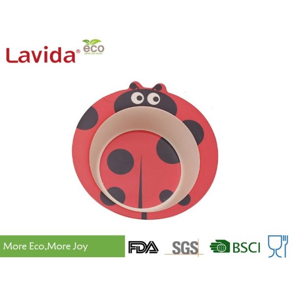 Food Grade Safe Children Bamboo Dinnerware Set Anti - Bacteria Easy Cleaning