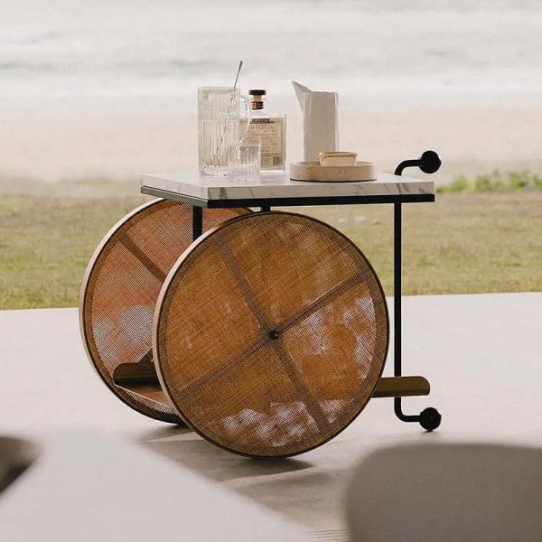 Home Bar Customized Iron Wood Trolley Metal Cart With Wheels Hotel Restaurant Banquet Wedding
