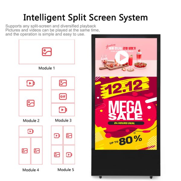 43-Inch High Brightness 2000cd/m2 Battery Powered Digital Signage Advertising Kiosk LCD Media Player
