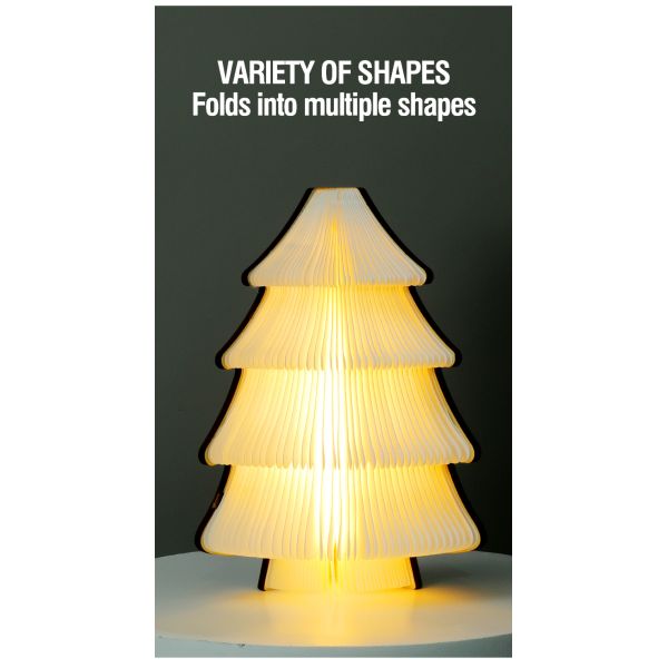 Small Rotating Wood Led Christmas Paper Lamp 700mAh Christmas Tree Shaped