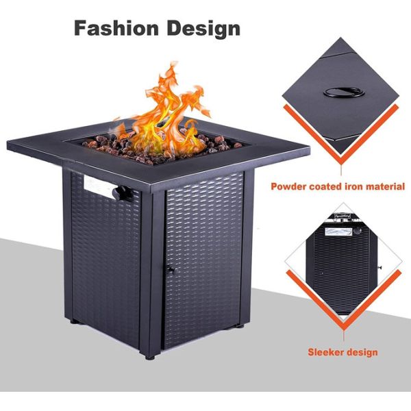 28 Inch Outdoor Square 50000 BTU Fire Pit With Patio Deck Garden Backyard