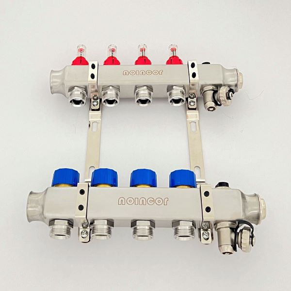 5 Port Stainless steel water underfloor heating manifold , 304 stainless steel intelligent water manifolds