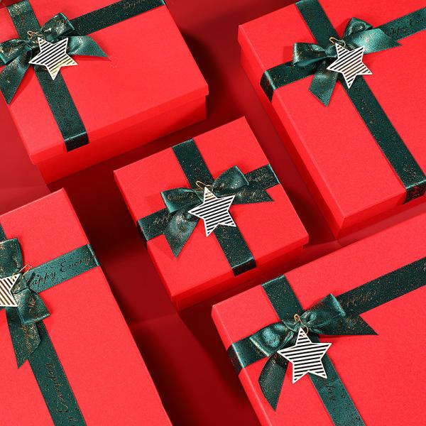 Red Lid Packaging Box With Black Bow Gift Packaging Box Fixed Paper Box Gift Box Wholesale