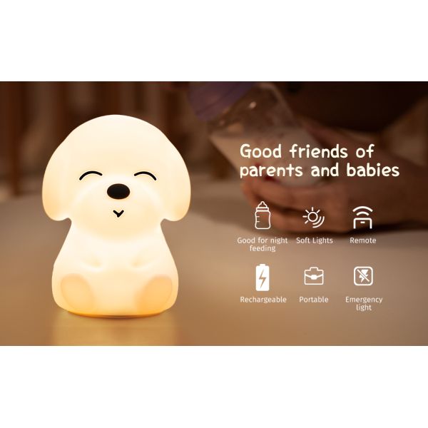 DC5V 16 Color Red Night Light Silicone Baby Puppy Night Light For Children Gifts