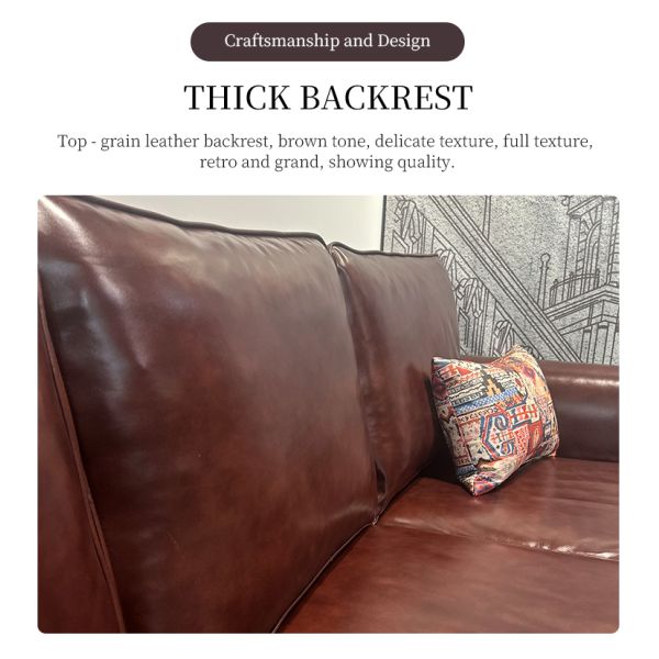 Nidea #8950 High Quality Genuine Leather Barton Sofa Set 3 Pieces American Retro Design Sponge Comfortable Durable for Hotel Bedroom Bed