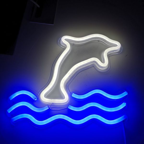 5V Large Dolphin Neon Light Sign Marquee Battery USB Operated Table Led Light Wall Decoration