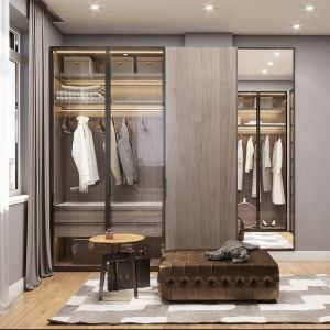 High End Sliding Door Wardrobe Wooden Sliding Mirror Closet Doors