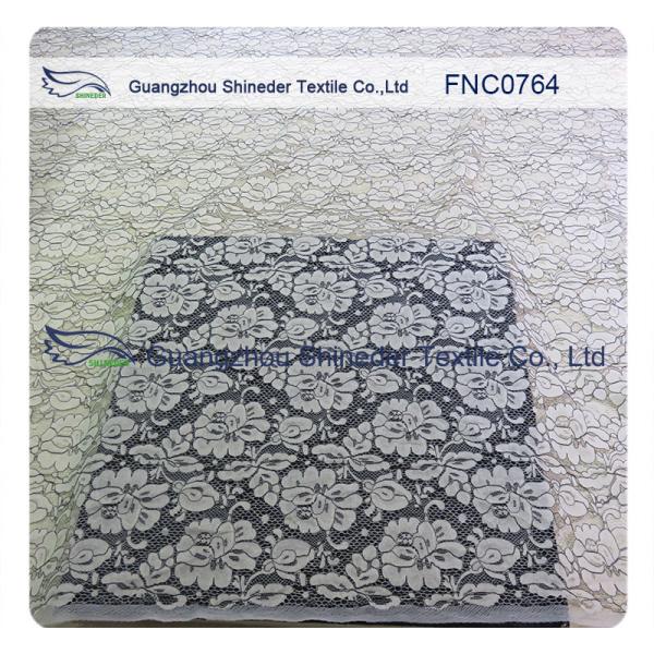 Women Garments Nylon Cotton Lace Fabric With Floral Panel 1.45 - 1.5m Width