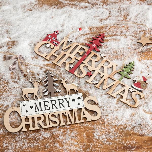 Arbre de Noël personnalisé Ornement suspendu Décorations de Noël en bois Pendentif pour la fête à la maison Nouvel An