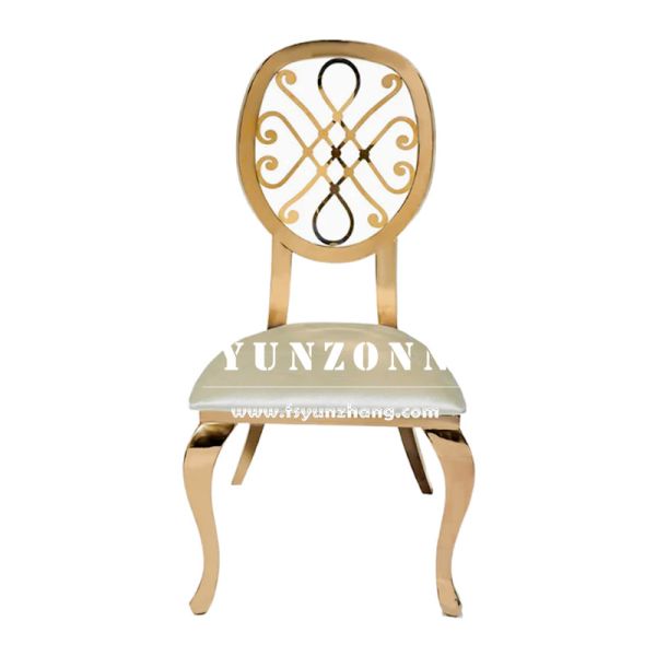 Flor dorada rosa de espalda Muebles de comedor apilamiento almohadón móvil silla de banquete de boda para el evento sala de fiesta