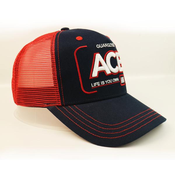 Classic 3D Embroidery Logo 5 Panel Mesh Trucker Caps For Men Light Weight
