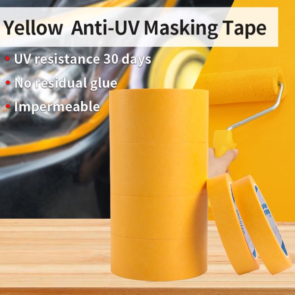 Anti UV 30 Days Yellow Adhesive Masking Tape Water Acrylic Glue Painters Use