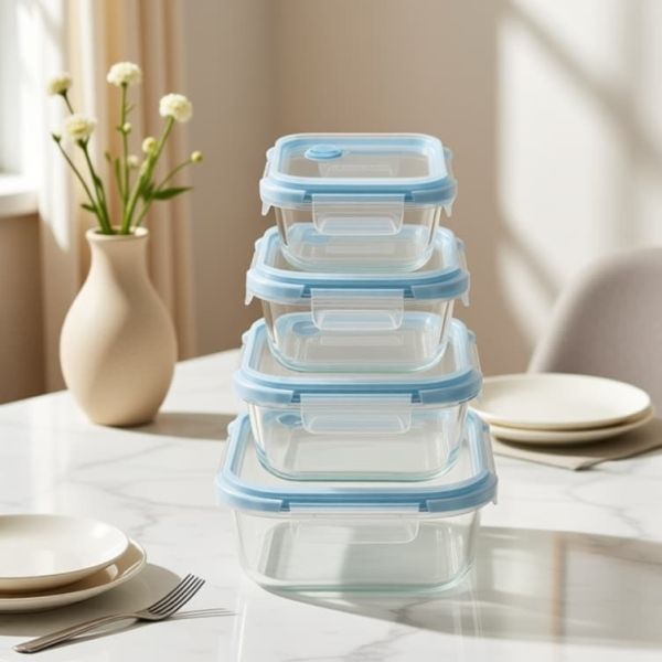 Borosilicate Glass Food Container with Vented 4 Lock PP Lid