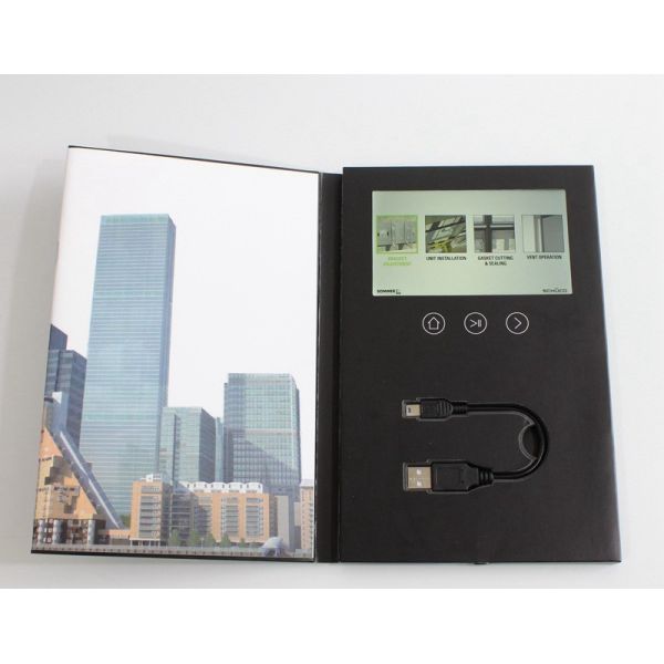 7 Inch IPS HD 1080P Video LCD Digital Brochure Full Colors In Folder 8GB Memory