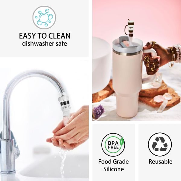 Toppers de paja de flores de silicona Reutilizables cubiertas y tapas para 9-10mm Las pajitas se ajustan Stanley 30 & 40oz Stambler Stanley Cap tapa