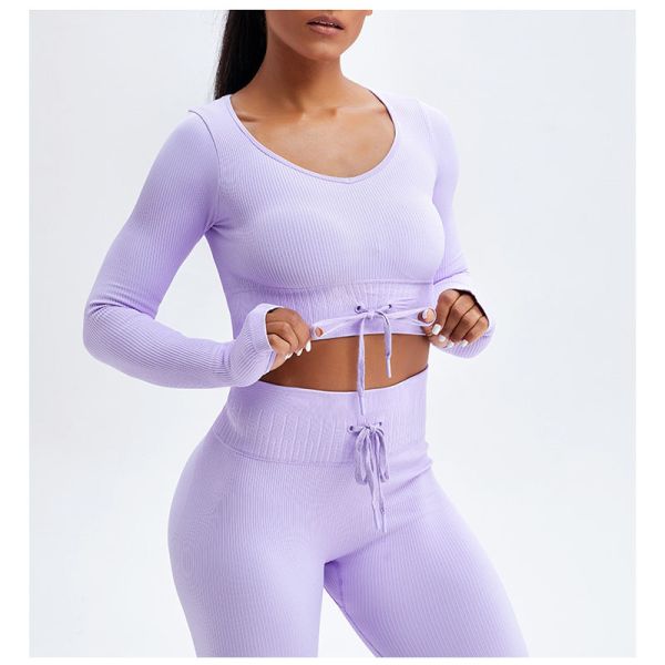 Разминка 2 частей пошученных над женщин установила гетры батта Scrunch с верхней частью урожая