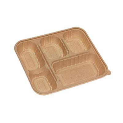 Wholesale 5 Compartments Environmentally Friendly Rice Husk Starch Based Degradable Lunch Box With Lid