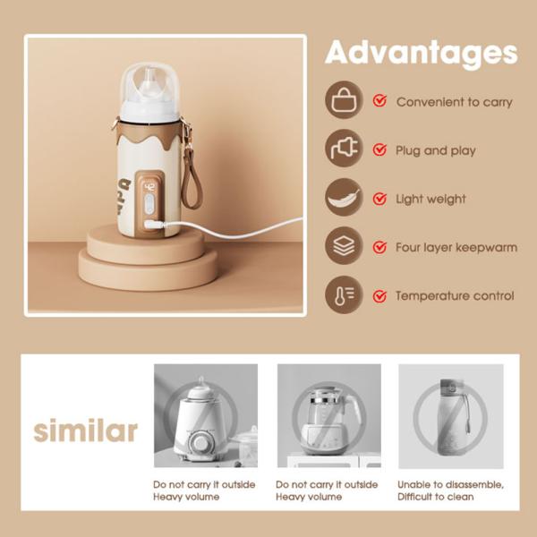 9v Portable USB Charging Digital Bottle Warmer electric Baby Milk Sleeve Cover 18w